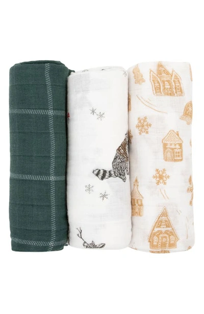 Little Unicorn 3-pack Muslin Swaddle Blanket In Snow Day