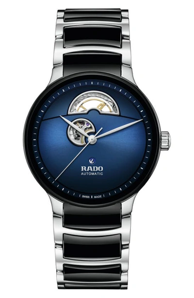 Rado Centrix Open Heart Automatic Ceramic Bracelet Watch, 39.5mm In Blue