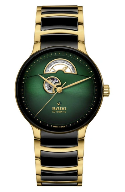 Rado Centrix Open Heart Automatic Ceramic Bracelet Watch, 39.5mm In Green