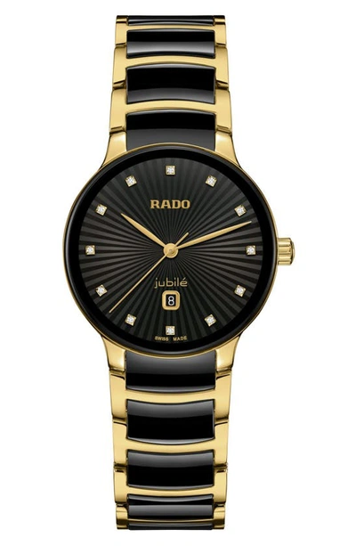 Rado Centrix Diamond Ceramic Bracelet Watch, 30.5mm In Black