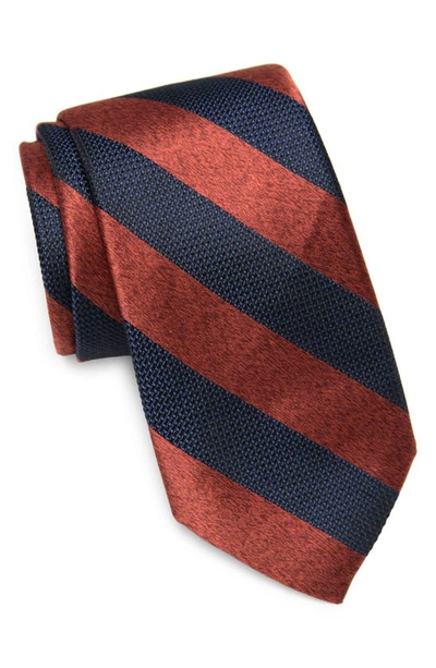 Nordstrom Mora Stripe Silk Tie In Cognac