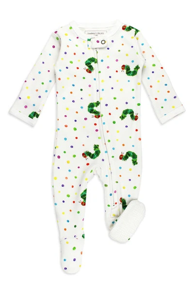 L'ovedbaby Kids' X The Very Hungry Caterpillar Fitted One-piece Organic Cotton Footie Pajamas In White