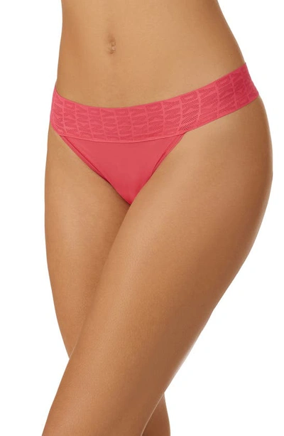 Dkny Logo Stretch Thong In Rose