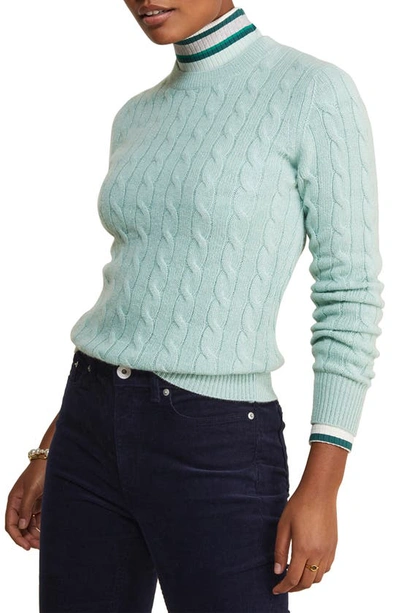 Vineyard Vines Cable Stitch Cashmere Jumper In Mist Green