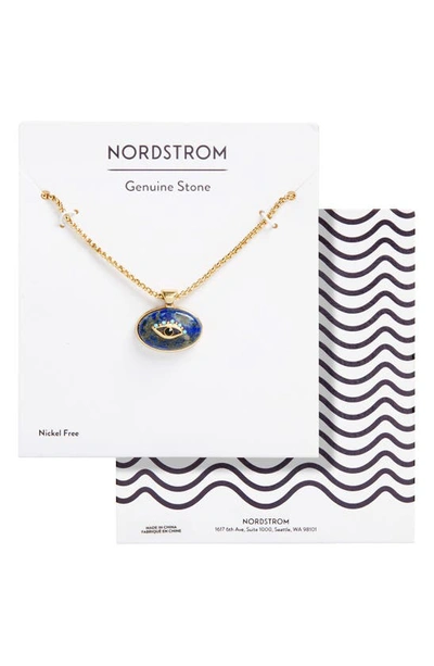 Nordstrom Lapis Lazuli Evil Eye Pendant Necklace In Blue- Gold