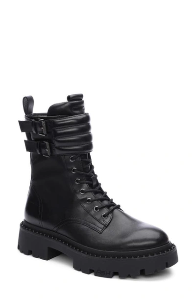 Ash Lug Combat Boot In Black