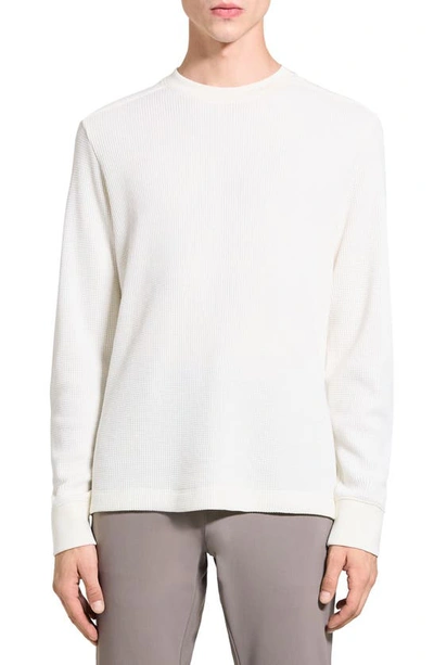 Theory Mattis Waffle Knit Long Sleeve T-shirt In Ivory