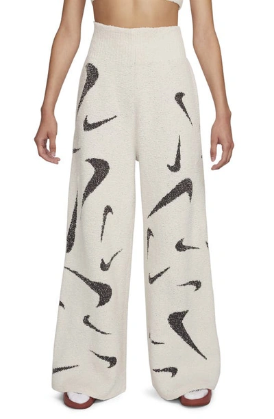 Nike Women's  Sportswear Phoenix Cozy Bouclã© High-waisted Wide-leg Knit Pants In Light Orewood Brown/medium Ash