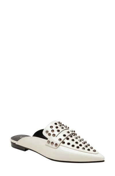 Lisa Vicky Mojo Studded Pointed Toe Mule In Winter White Patent
