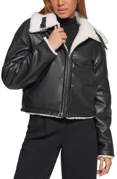 Levi's Reversible Faux Shearling Jacket In Blk Cream