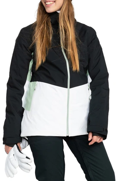 Roxy Peakside Waterproof Hooded Snow Jacket In True Black