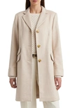 Lauren Ralph Lauren Reefer Wool Blend Coat In Cream/ Beige