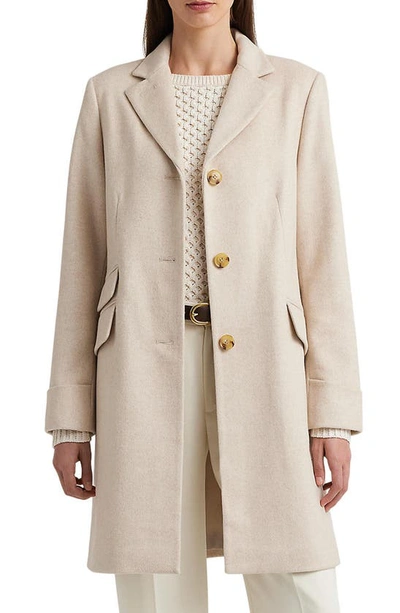 Lauren Ralph Lauren Reefer Wool Blend Coat In Cream/ Beige