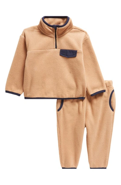 Tucker + Tate Babies' Cozy Fleece Sweater & Pants Set In Tan Tawny