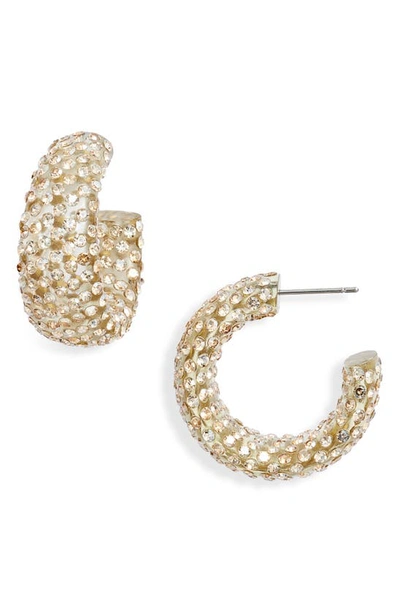 Nordstrom Crystal Encrusted Hoops In Clear- Champagne