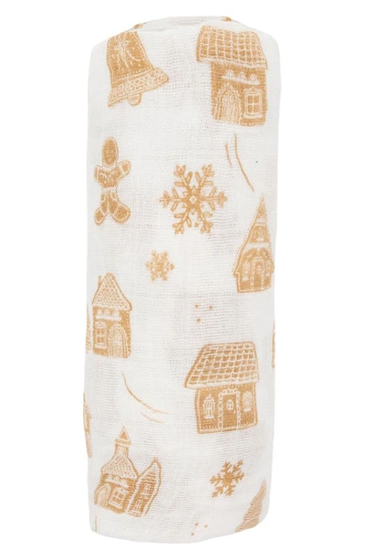 Little Unicorn Cotton Muslin Swaddle Blanket In Gingerbread Village