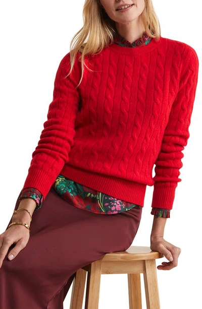 Vineyard Vines Cable Stitch Cashmere Jumper In Red Velvet