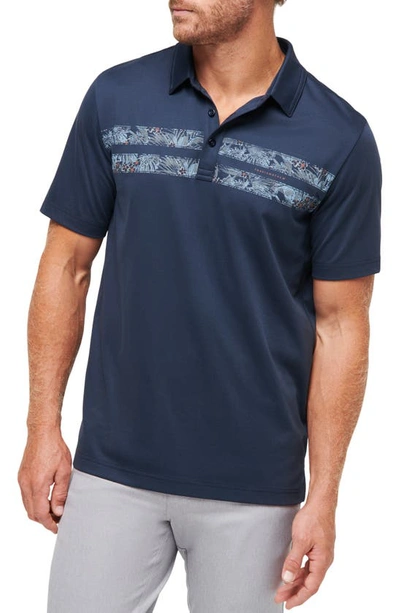 Travismathew Pier Runner Floral Stripe Piqué Polo In Total Eclipse