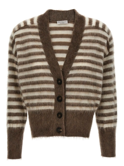 Brunello Cucinelli Striped Cardigan Sweater, Cardigans Multicolor