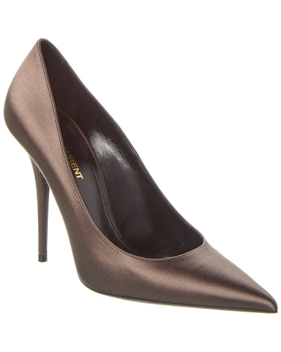 Saint Laurent Marylin 110 Satin Pump In Brown