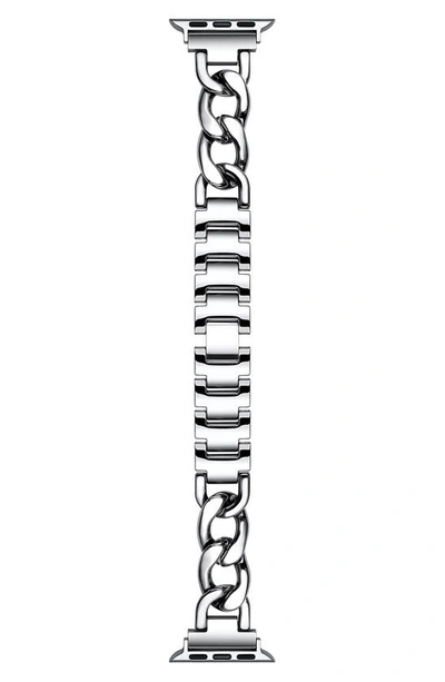 The Posh Tech Posh Tech Nikki Black Chain-like Apple Watch Band In Silver