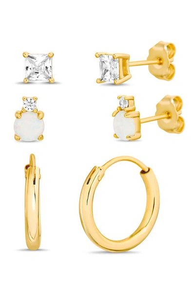 Nes Jewelry Assorted 3-piece Earring Set In Gold