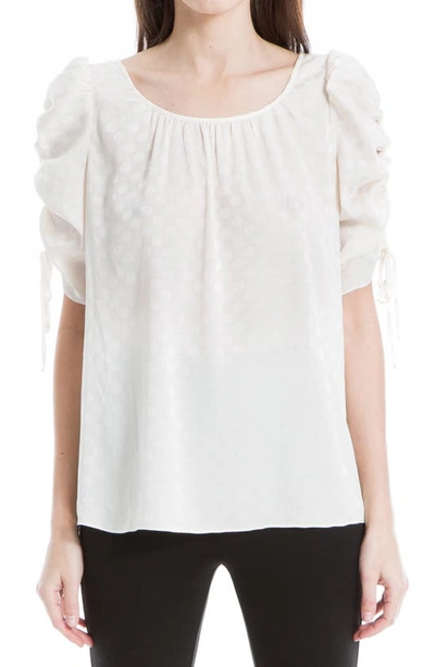 Max Studio Spot Ruched Sleeve Top In Champgne