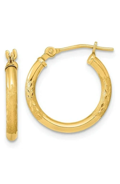 A & M 14k Gold Leaf Cut Hoop Earrings In Yellow Gold