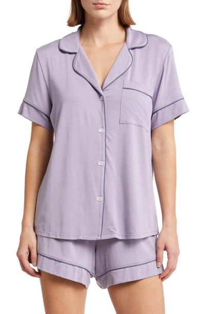 Eberjey Gisele Relaxed Jersey Knit Short Pyjamas In Delphinium Nightshadow Blue