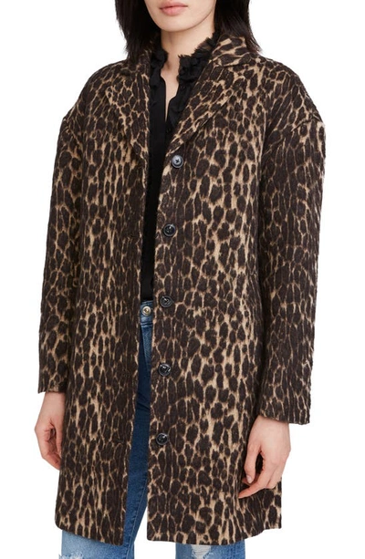7 For All Mankind Animal Print Longline Coat In Leopard