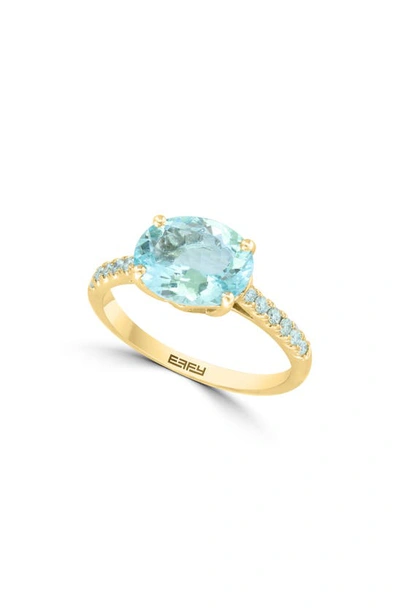 Effy 14k Gold Oval Cut Aquamarine & Diamond Ring