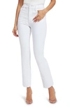 Good American Good Straight High Waist Raw Hem Straight Leg Jeans In White037