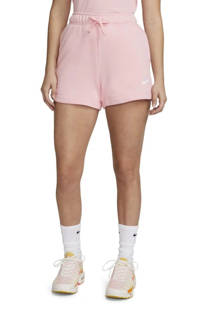 Nike Club Fleece Shorts In Med Soft Pink/white