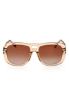 Tom Ford 56mm Gradient Aviator Sunglasses In Shiny Light Brown / Brown