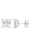 A & M 14k Gold 5mm Square Cz Stud Earrings In Silver