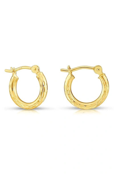 A & M 14k Gold Satin Cut Hoop Earrings In Yellow