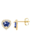 A & M 14k Gold Cz Heart Stud Earrings In Yellow / Sapphire