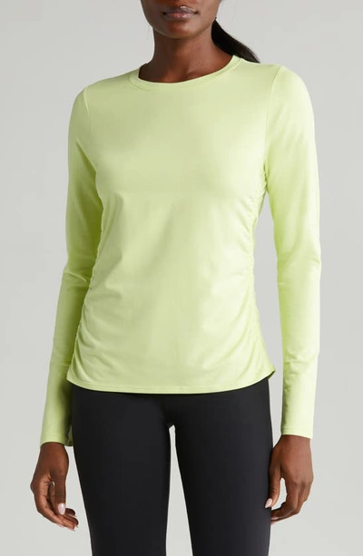Zella Ruched Long Sleeve T-shirt In Green Calm