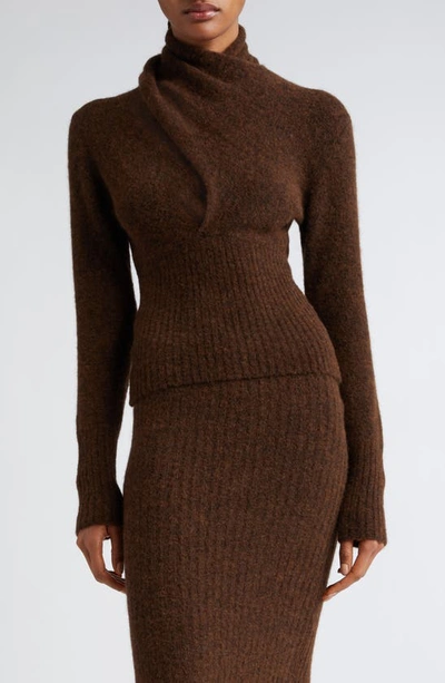 Paloma Wool Fico Scarf Tie Convertible Alpaca & Merino Wool Blend Sweater In Brown