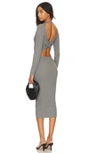 Bardot Vigo Rib Twist Back Cutout Long Sleeve Midi Sweater Dress In Dark Grey
