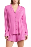 Nordstrom Moonlight Eco Long Sleeve Stretch Modal Short Pajamas In Purple Orchid