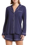 Nordstrom Moonlight Eco Long Sleeve Stretch Modal Short Pajamas In Navy Peacoat