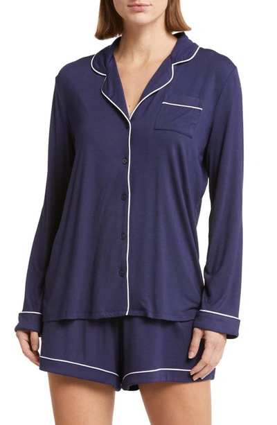 Nordstrom Moonlight Eco Long Sleeve Stretch Modal Short Pajamas In Navy Peacoat