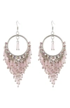 Tasha Crystal Drop Earrings In Silver Pink