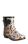 Nomad Droplet Patterned Waterproof Rain Boot In Navy Sunflowers