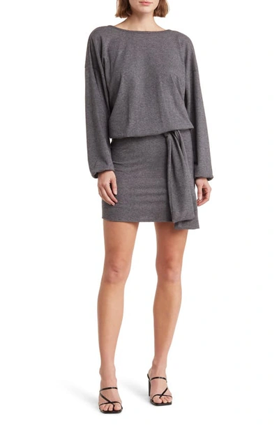 Go Couture Long Sleeve Knit Minidress In Charcoal