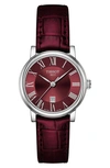 Tissot Women's Swiss Carson Premium Lady Burgundy Leather Strap Watch 30mm In Bordeau