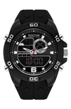 Kenneth Cole Reaction Silicone Strap Analog & Digital Watch, 50mm In Black