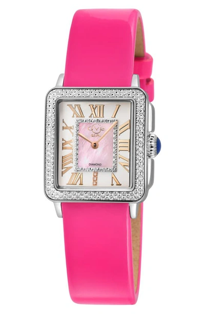 Gv2 Padova Leather Strap Diamond Watch, 27mm X 30mm In Pink