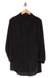 T Tahari Long Sleeve Button-up Tunic Shirt In Black